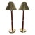 Vintage Ralph Lauren Organic Modern 36” Tall Buffet Lamps Leather-Wrapped With Brushed Brass/Gold Fixtures and Metal Shades - a Pair For Sale