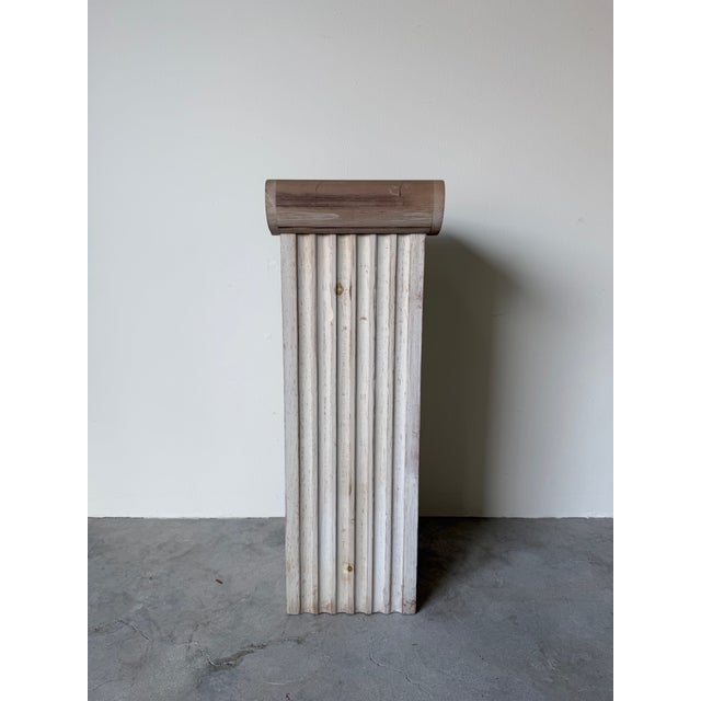 1980s 1980's Vintage Carved Wood Capital Column Design Pedestal For Sale - Image 5 of 12