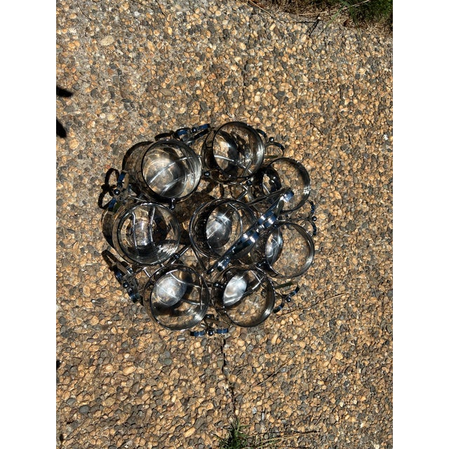 1960s Mid Century Modern Set of 8 Dorothy Thorpe Atomic Roly Poly Glasses With Metal Carrier For Sale - Image 5 of 12