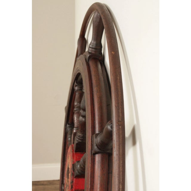 Antique Nautical 52 Inch Wooden Ships Wheel For Sale - Image 4 of 12