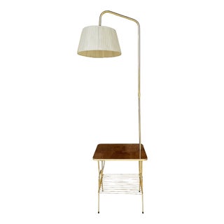 Mid-Century Floor Lamp with Integrated Side Table, 1960s For Sale