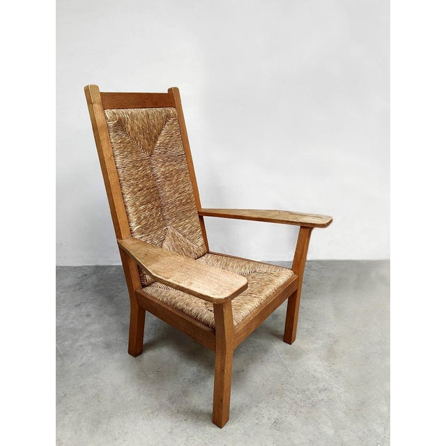 1920s Vintage Rush and Wicker High Back Lounge Chair by Willi Ohler, 1920s For Sale - Image 5 of 7