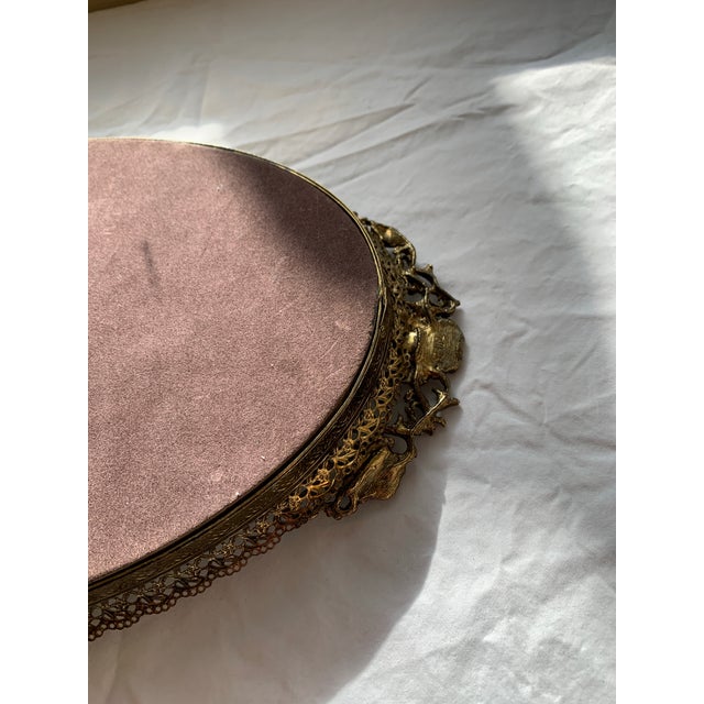 Metal Vintage Gold Filigree Perfume Vanity Tray For Sale - Image 7 of 12
