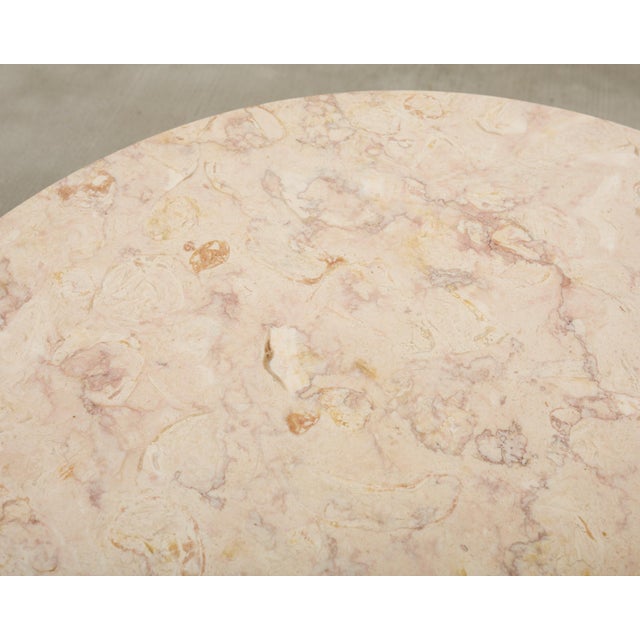 Wood Midcentury Round Marble Top Pedestal Cocktail Table For Sale - Image 7 of 16
