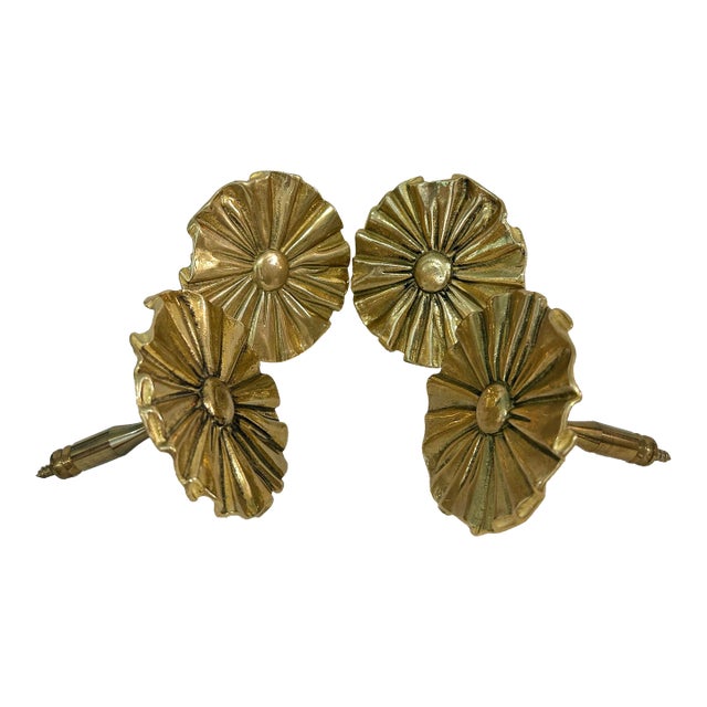 Late 20th Century Andrea by Sadek Hollywood Regency Brass Rosette Style Curtain Tiebacks - A Set of 4 For Sale