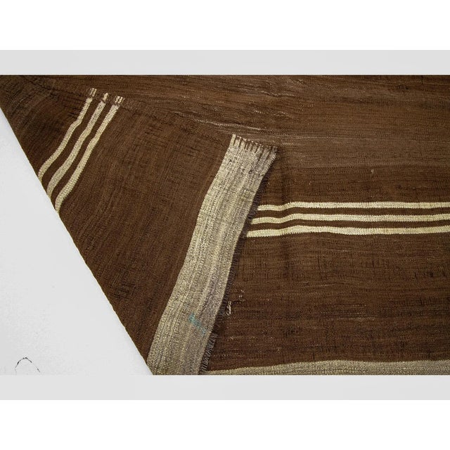 1960s 1960s Vintage Brown Natural Wool Kilim Rug- 5′10″ × 10′4″ For Sale - Image 5 of 7