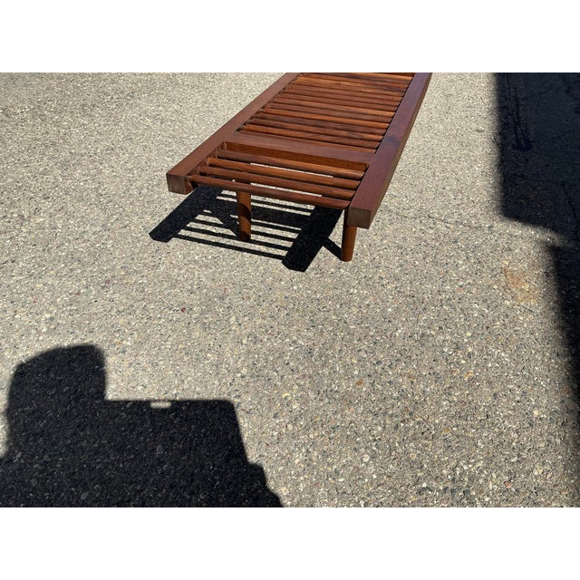 1990s Walnut Bench in Manner of Milo Baughman for Glenn of California For Sale - Image 13 of 14