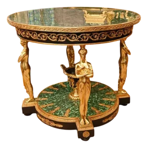 Empire Malachite Centre Table with Gilt Pharaoh Legs