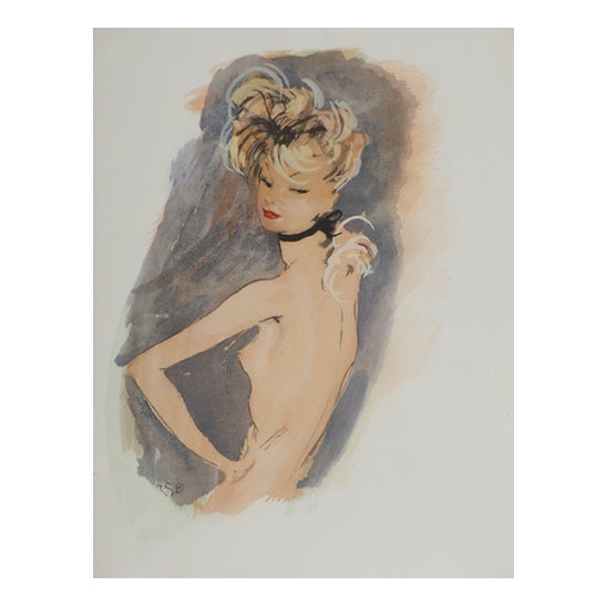 Jean-Gabriel Domergue, Nude from Behind, Lithograph and Stencil For Sale