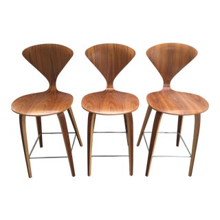 Cherner for DWR Laminated Plywood Counter Stools - Set of 3 For Sale