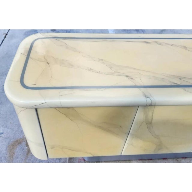 1970s Faux Goatskin Buffet Sideboard Vintage For Sale - Image 5 of 12