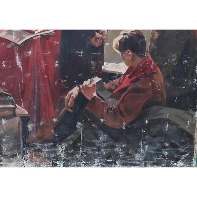 Antique Oil Painting: Ukrainian Socialist Realism Art, 1970s 140-200 For Sale - Image 6 of 6