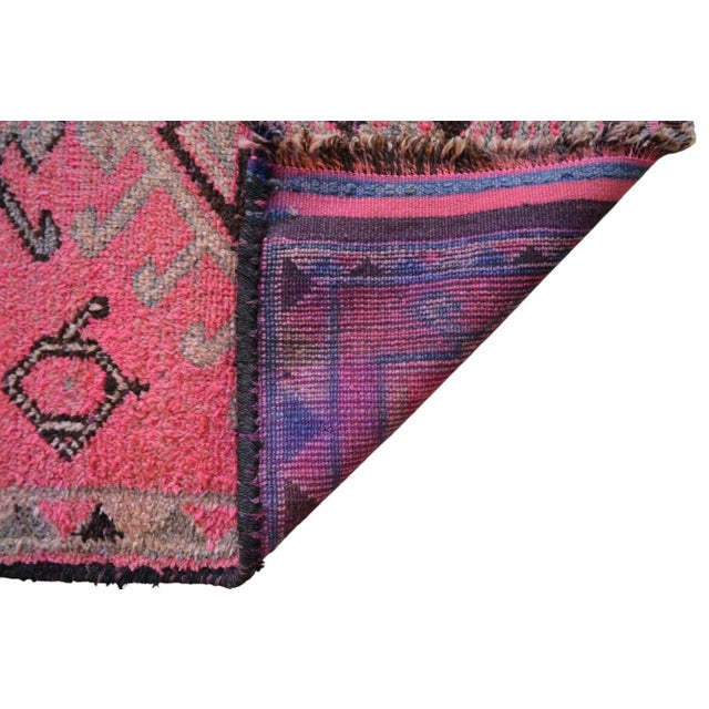 Pink Kurdish Runner Rug. Hand-Knotted Tribal Turkish Runner - 3′3″ × 12′ For Sale - Image 11 of 15