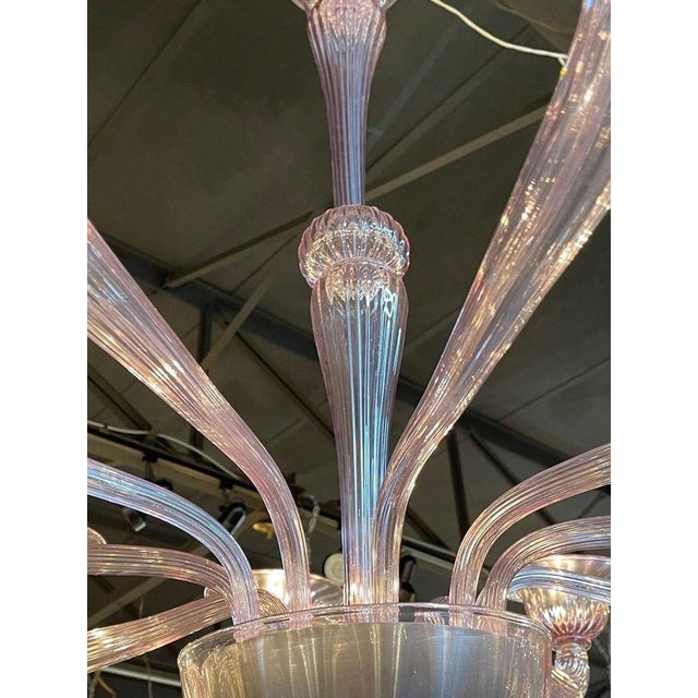 Modern Lavender Murano Glass 10 Arm Chandelier. For Sale - Image 4 of 9