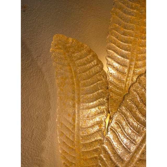 Gold Gold “Graniglia” Leaf Murano Glass Wall Sconces in Venetian Style - a Pair For Sale - Image 8 of 17