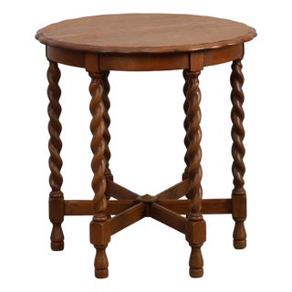 Oak Carved Side Table with Barley-Twist Legs, France, 1890s For Sale