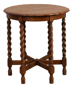 Oak Carved Side Table with Barley-Twist Legs, France, 1890s