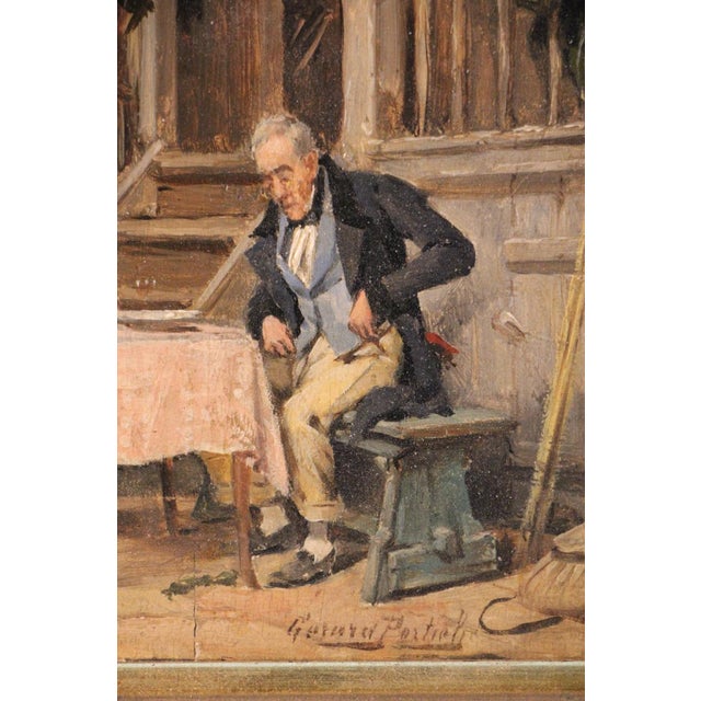 Gerard Portielje, Tavern Interior Scene, 19th Century, Oil on Wood, Framed For Sale - Image 4 of 8