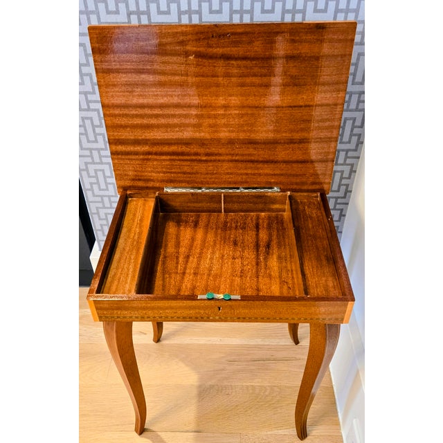 Vintage Reuge Italian Marquetry Music Box Side Table – Non‑Functional Movement For Sale - Image 10 of 13