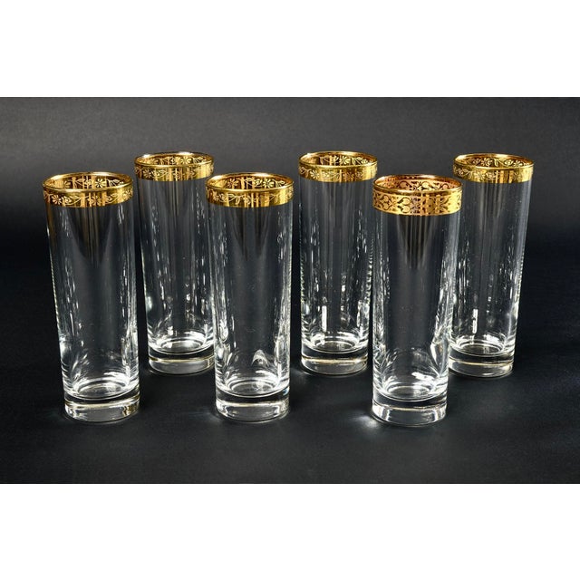 Glass Mid-Century French Gilded Rim Glasses from Saint Louis, 1950s, Set of 16 For Sale - Image 7 of 10