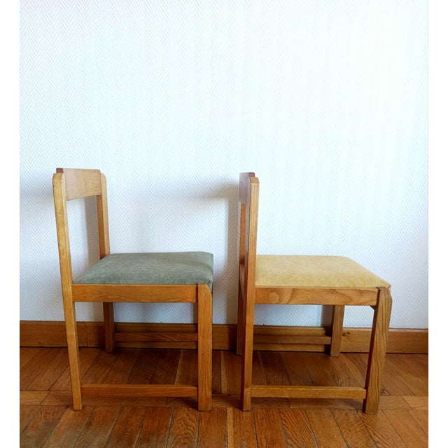 Wood Scandinavian Chairs in Elm and Fabric, 1960s, Set of 6 For Sale - Image 7 of 15