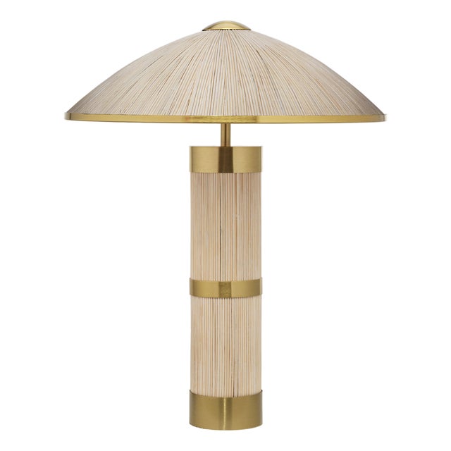 Jamie Young Seychelles Table Lamp in Bleached Rattan For Sale