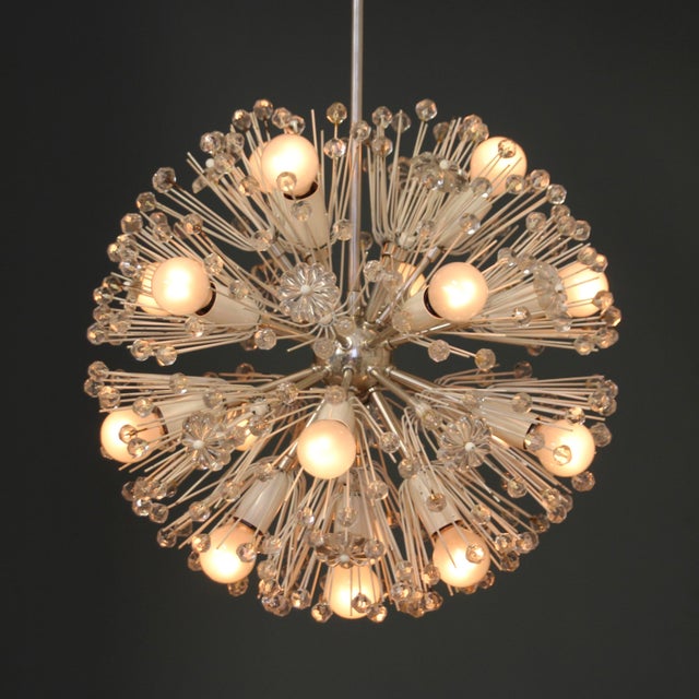 Metal Large Silvered Snowball Pendant Lamp in the style of Rupert Nikoll, 1950s For Sale - Image 7 of 17