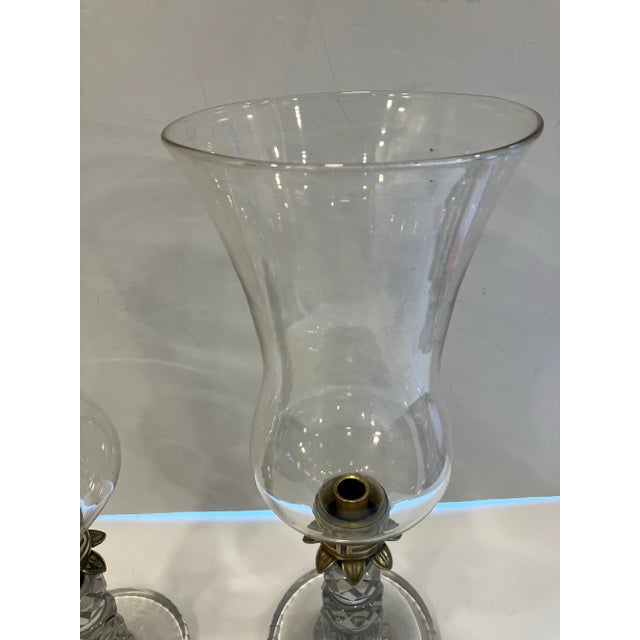 Pair of 1980s Hurricane Lamps For Sale In Boston - Image 6 of 7