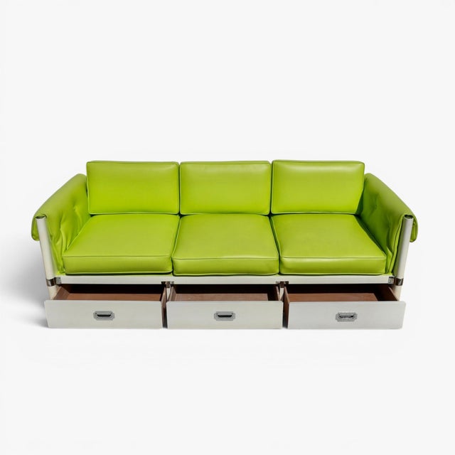 Bernhardt Mid Century Bernhardt Campaign Case Marge Carson Style Sofa Daybed For Sale - Image 4 of 10