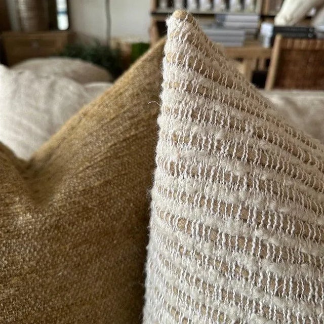 Wool and Linen Accent Pillow With Down Feather Insert For Sale - Image 4 of 11