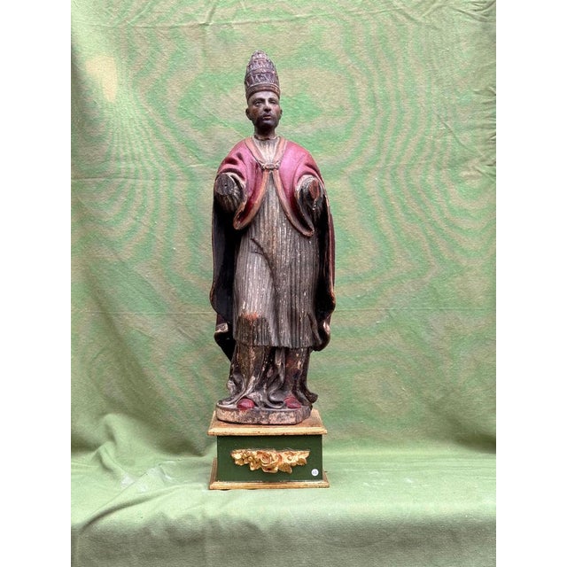 Polychrome Wood Carving of Pope Borgia, 1600s For Sale - Image 10 of 12