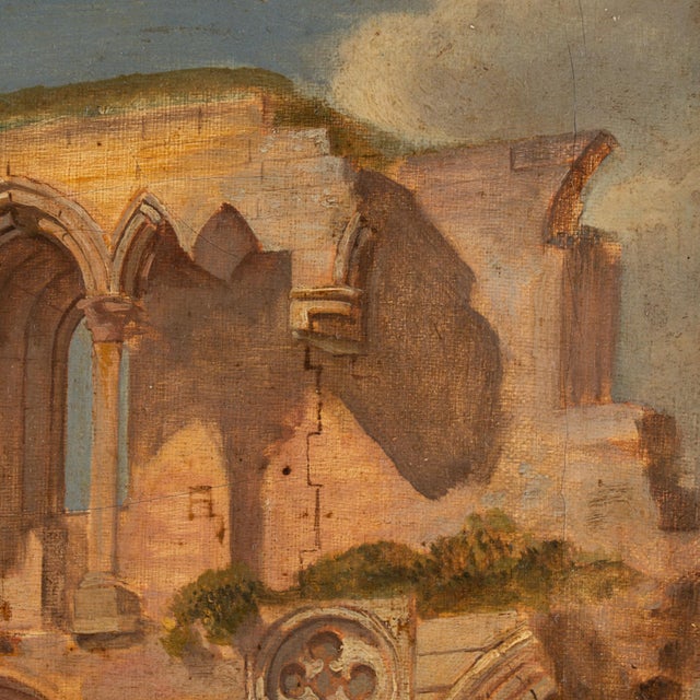 Mid 19th Century 19th Century Original Oil Painting of Dryburgh Abbey and Tomb of Walter Scott, England For Sale - Image 5 of 12