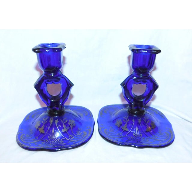 Blue Vintage Colbalt Glass Garniture Set - 3 Pieces For Sale - Image 8 of 9