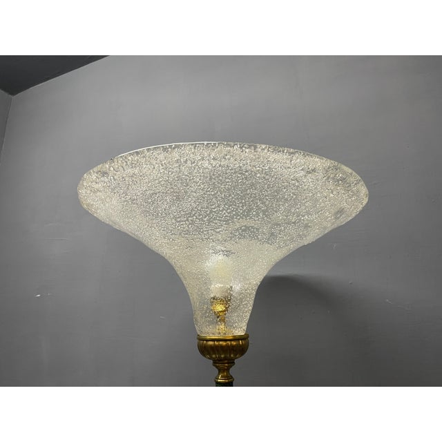 Italian Green Murano Glass Floor Lamp with Large Frosted Shade, 1980s For Sale - Image 12 of 13