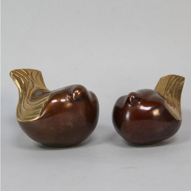 Brown Vintage Bronze Sculptures of Two Doves, 1970s, Set of 2 For Sale - Image 8 of 10