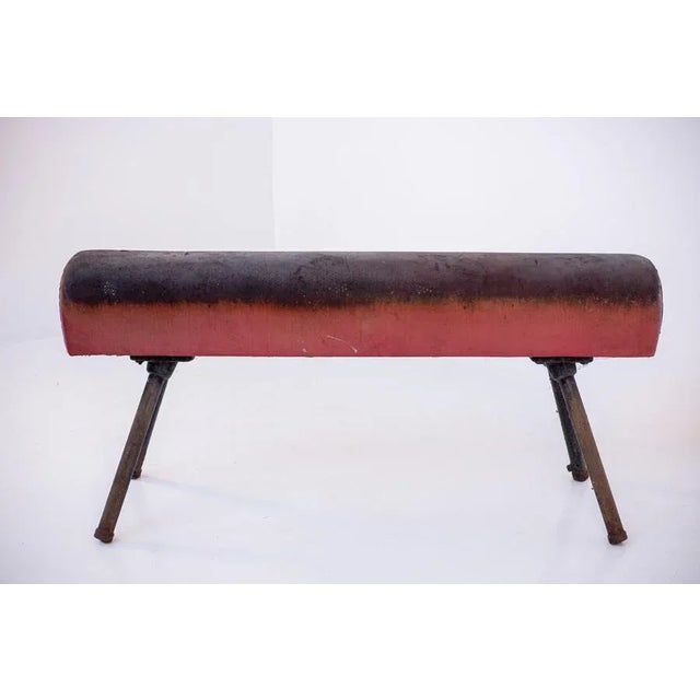 Italian Red Leather and Iron Gymnastic Horse For Sale - Image 14 of 15