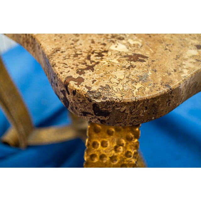 Gilded Iron and Marble Coffee Table from Colli, Italy, 1950s For Sale - Image 4 of 7