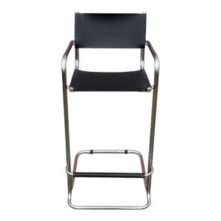 Vintage Mid-Century Modern Chrome Cantilever Bar Stool For Sale