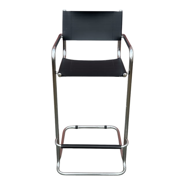 Vintage Mid-Century Modern Chrome Cantilever Bar Stool For Sale