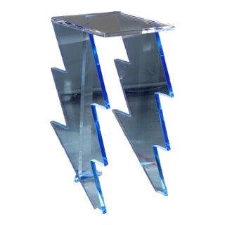 Bolt Side Table in Blue Acrylic by Benjamin Vintage and Design For Sale