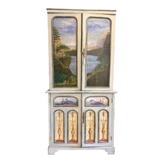 Early 20th Century Italian Hand-Painted Landscape Cabinet For Sale