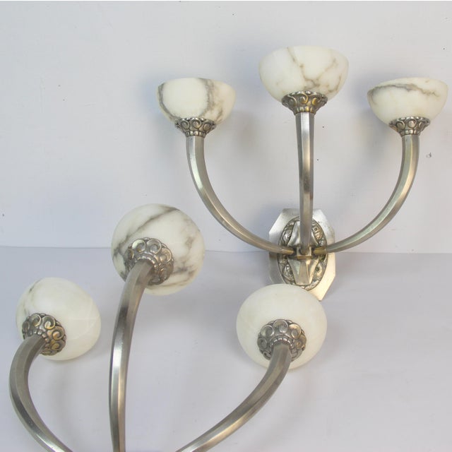 Metal Art Deco Wall Lights by George & Eugéne Capon, 1920s, Set of 2 For Sale - Image 7 of 9