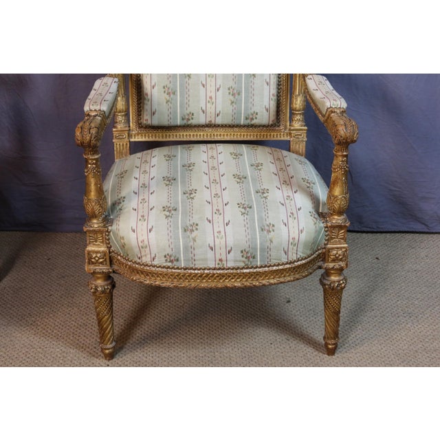 19th Century 19th Century Giltwood Living Room Set, Set of 5 For Sale - Image 5 of 16