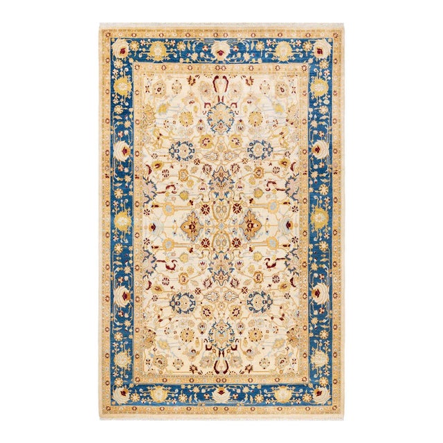 Vintage Moroccan Hand Knotted Wool Area Rug, Ivory - 6'2" X 9'9" For Sale - Image 9 of 9