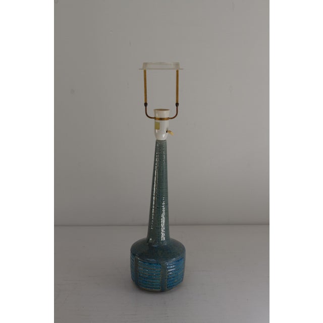 Mid-Century Modern Danish Blue Stoneware Table Lamp by Linnemann- Schmidt for Palshus, 1960s For Sale - Image 3 of 18