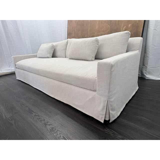 Rh Belgian Track Arm Sofa 9' Luxe Depth | Dove Perennials® Performance Textured Linen Weave | Down-Feather Fill For Sale - Image 16 of 18