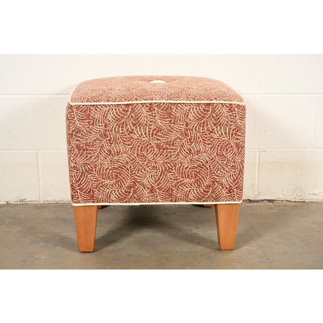 Contemporary Ethan Allen Contemporary Upholstered Ottoman or Footstool For Sale - Image 3 of 11