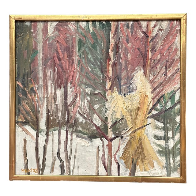 M. Niklas, Winter Landscape, 1960s, Oil on Canvas, Framed For Sale