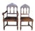 Antique set of six dining chairs featuring Jacobean and Spanish Revival styling. Made of oak with arched gothic back,...