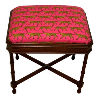Hekman Faux Bamboo Vanity Bench in Pink Leopard For Sale